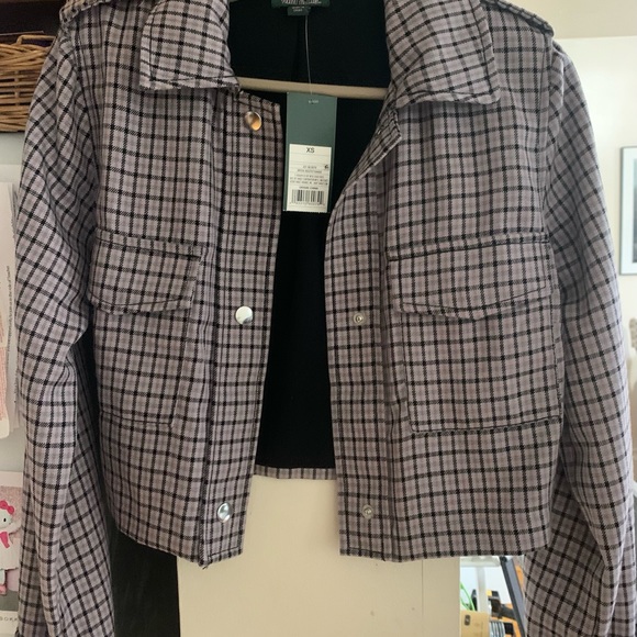 Wild Fable Blazer Crystal Violet Purple Black Plaid Long sleeve XSMALL - Picture 11 of 11